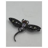 925 1in Amethyst Dragonfly Pin Brooch