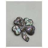 925 1in Mexico Abalone Shamrock Brooch