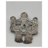 Mexico 925 Happy Kids Brooch 1in