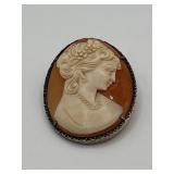 1in Sterling Silver Cameo Brooch