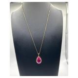 925 Italy Lab Created Tear Drop Ruby 18in