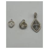 925 Necklace Pendant Lot of 3 .5in and 1in