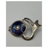 Sajen Sterling Silver Fish Brooch 1in