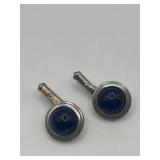 Blue Glass Cabochon Cuff Links