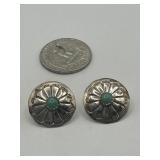 925 Turquoise Concho Stud Earrings