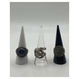Sterling Silver Size 8.75 Ring Lot of 3