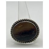 Oval Agate Ring 925 Size 11.5