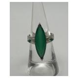 Size 6 925 Marquise Cut Green Onyx Ring