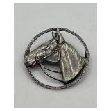 1.5in Sterling Horse Head Brooch