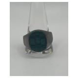 Size 13 925 Turquoise Inlay Sterling Ring