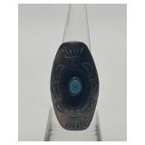 Turquoise Inlay 925 Size 4.5 Ring Sterling Silver