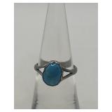 Size 5.25 925 Oval Turquoise Ring