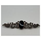 2in Victorian Style Black Onyx Cabochon Brooch