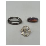 925 Assorted Brooch Lot of 3