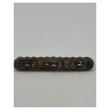 1.5in Art Deco Amethyst Bar Brooch 925