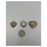 925 Heart Necklace Pendant Lot of 3