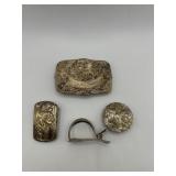 Assorted 925 Belt Buckles and Sterling Lot of 4