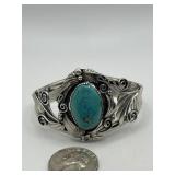 925 Ornate Turquoise Sterling Cuff Bracelet