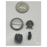 925 Assorted Brooch Lot of 4