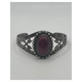 Pink Stone Inlay Cuff Bracelet 925
