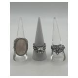 Size 8.5 925 Ring Lot of 3