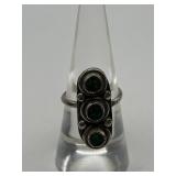 3 Stone Stacked Green Turquoise 925 Size 7 Ring