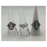 Size 7.75 925 Ring Lot of 3