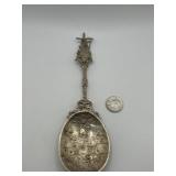 Antique Dutch German Silver Decorative Spoon 8in