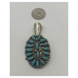 925 Turquoise Brooch with Malachite Inlay