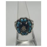 Size 5.5 Turquoise Sterling Silver Flower Glam