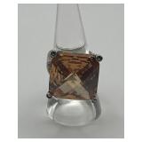 6.5 925 Smoky Quartz Rectangular Ring