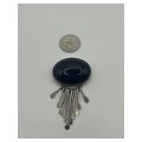 925 Modernist Onxy Brooch Sterling Silver