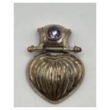 925 Amethyst Inlay Heart Necklace Pendant