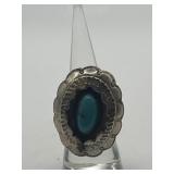 Size 5.5 Cabochon Turquoise Oval 925 Ring