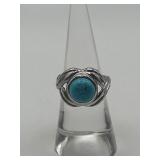 Size 5.75 Turquoise Round Modernist Ring