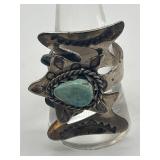 Size 9 Geometric Modernist Turquoise Ring