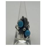Size 6 925 Dual Turquoise Stone Stacked Ring