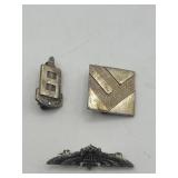 .5in 925 Military Insignia Brooch Lot of 3