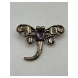 .5in Amethyst Inlay 925 Dragonfly Brooch