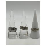 Size 8.5 925 Ring Lot of 3