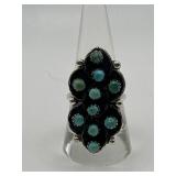 Size 8.75 925 10 Stone Turquoise Ring