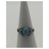 Size 5.5 Floral Design Turquoise Ring