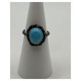 Size 5.5 925 Round Turquoise Ring