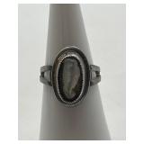 Size 5.5 Sterling Hand-cut Shell Inlay Ring