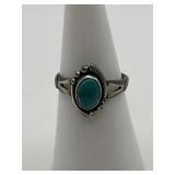 Size 6.75 Oval Inlay Turquoise Stone Ring