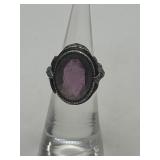 925 Oval Amethyst Gemstone Ring Size 4.75