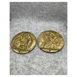 Vintage brass toned plaques tavern