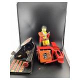 3 misc tin toys typewriter, drummer, hay baiter