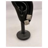 925 Sterling Silver Cubic Zirconia Square Stud