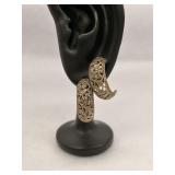 Sterling Silver Filigree Huggie Earrings Open